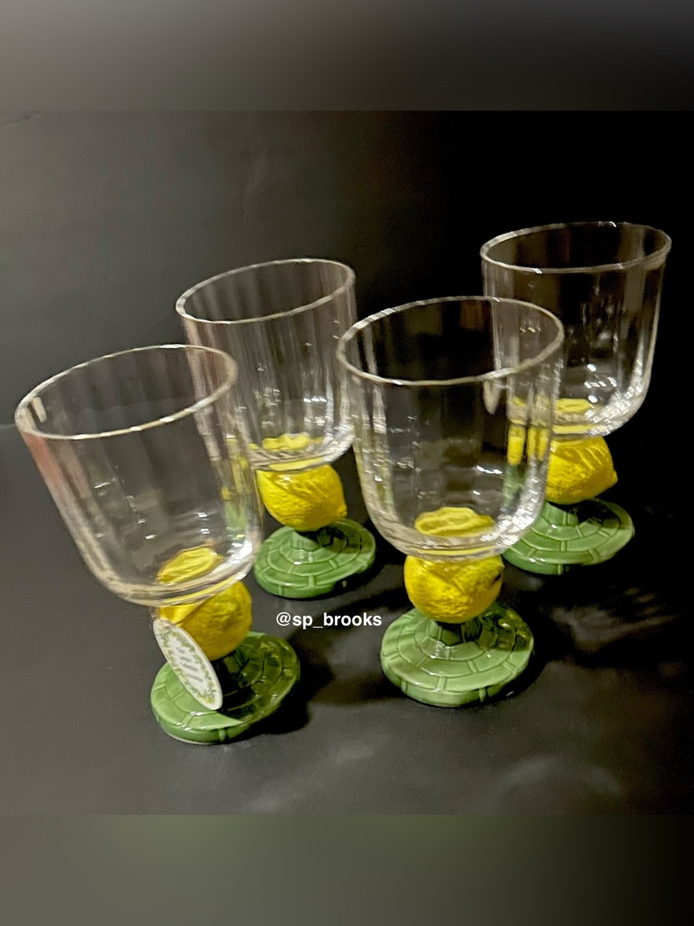 🎁4PC Lemon Stemmed Glasses - The Lemon Collection by CornerRuby - Ceramic Stem